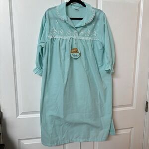 Deadstock Nocturne Lufty Duralene Nightgown Womens L Turquoise Vintage